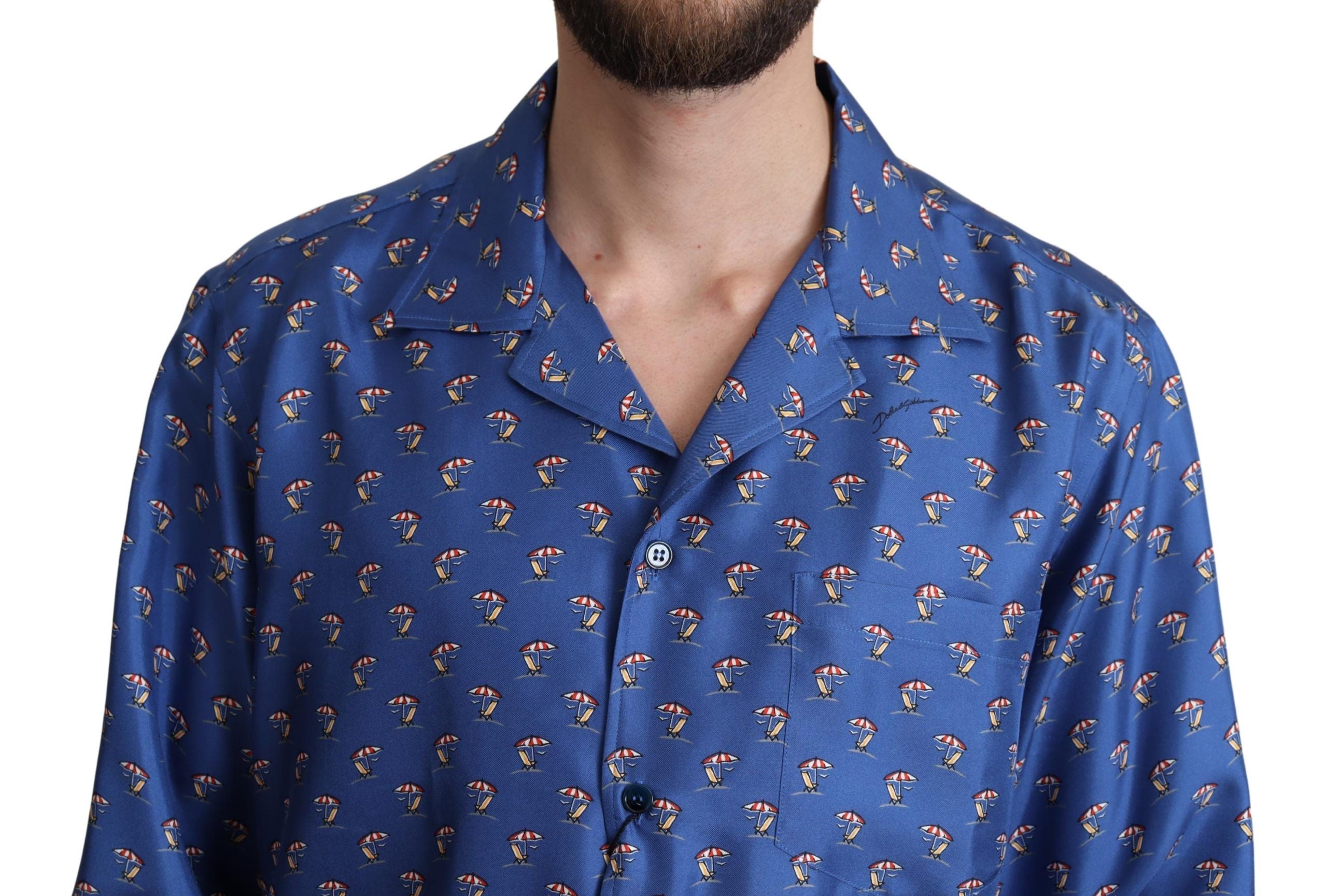 Dolce & Gabbana silk beach chair print casual shirt